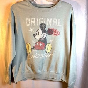 Disney Mickey Mouse Sweatshirt Women’s L Green Pullover Crewneck Classic